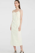 White Spaghetti-Strap Twist-Front Midi Dress