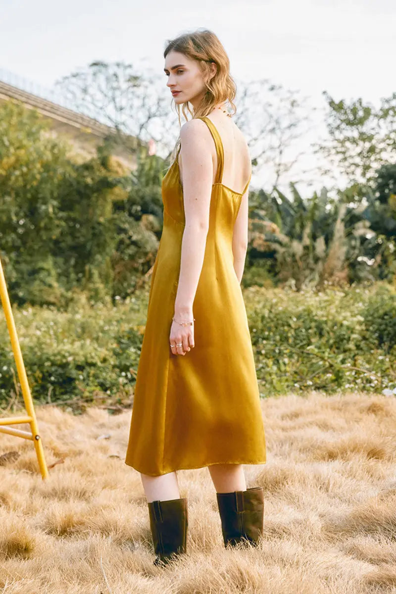 French-Inspired 19 MM Silk Crepe-Back Sleeveless Midi Dress