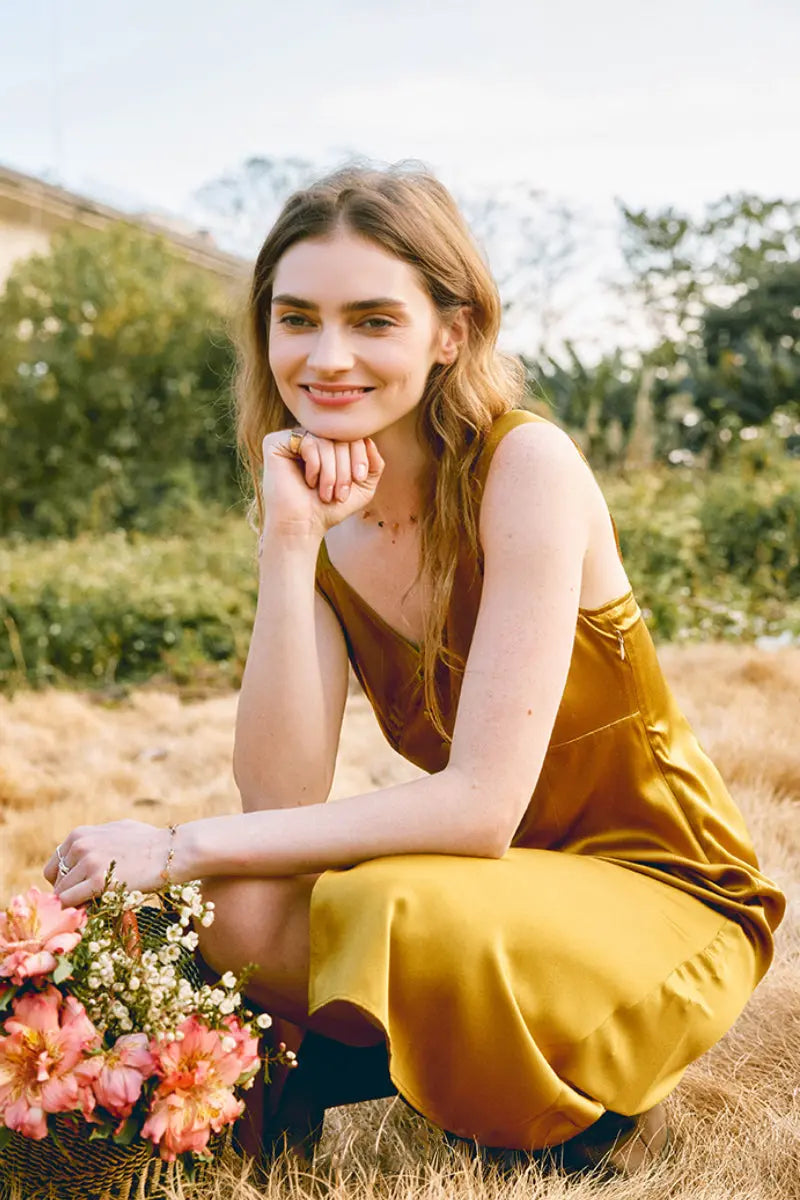 French-Inspired 19 MM Silk Crepe-Back Sleeveless Midi Dress