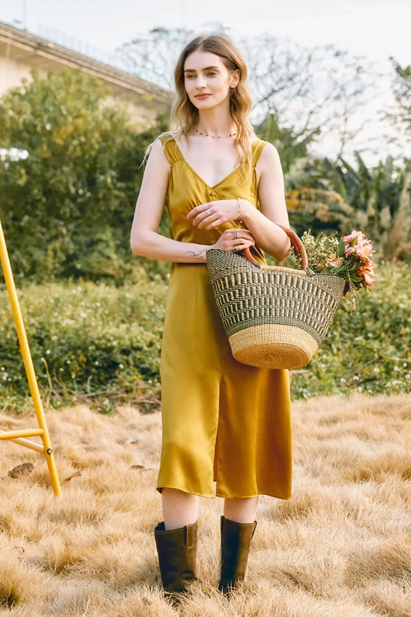 French-Inspired 19 MM Silk Crepe-Back Sleeveless Midi Dress