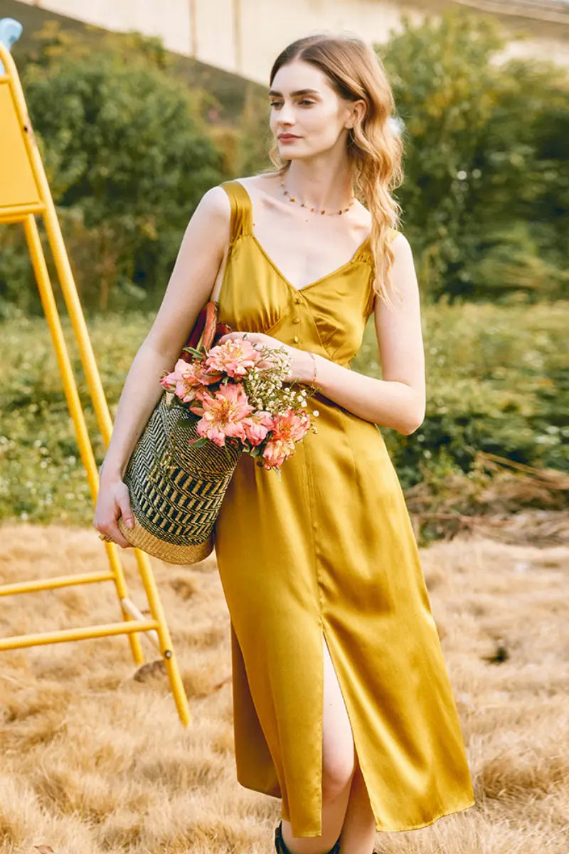 French-Inspired 19 MM Silk Crepe-Back Sleeveless Midi Dress