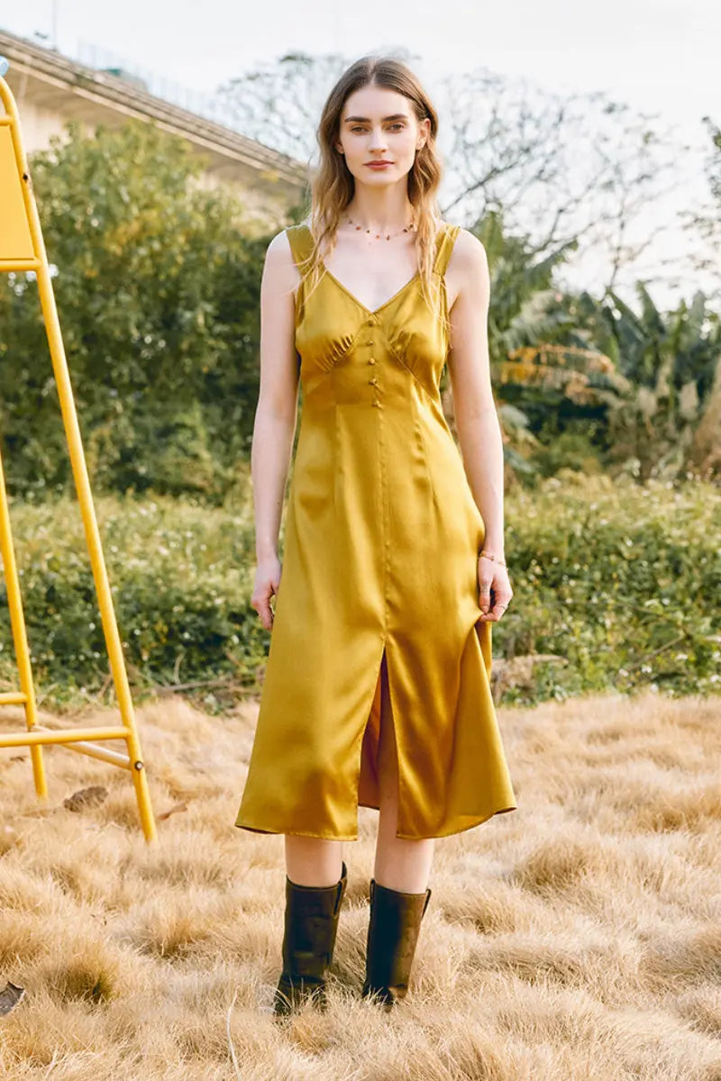 French-Inspired 19 MM Silk Crepe-Back Sleeveless Midi Dress
